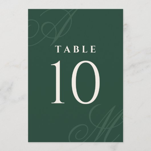 Smaragd Modern Edge Elegant Monogram Tafelnummers (Voorkant)