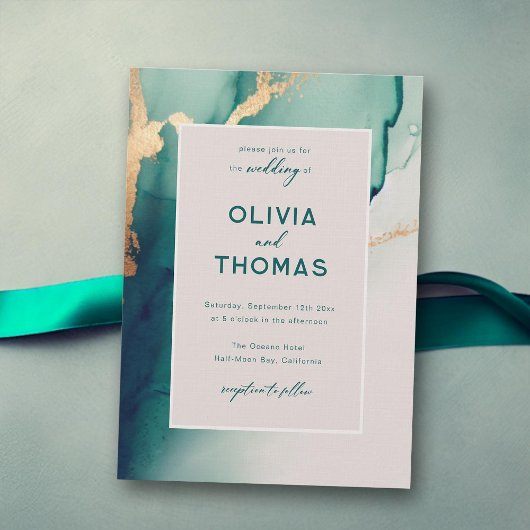 Smaragd Modern Lijst Elegant Eenvoudig Strand Brui Kaart