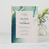 Smaragd Modern Lijst Elegant Eenvoudig Strand Brui Kaart (Staand voorkant)