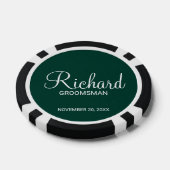 Smaragd Modern Script Gepersonaliseerde Groomsman Poker Chips (Enkel)