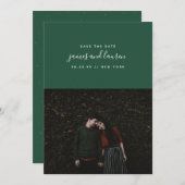 Smaragd Moderne Foto Save the Date Aankondiging (Voorkant / Achterkant)