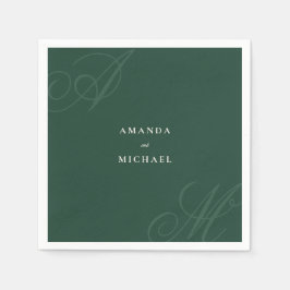 Smaragd Moderne Rand Elegant Monogram Bruiloft Servet