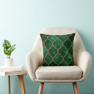 Smaragd Moors Patroon – Luxe Stijl Kussen