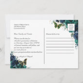 Smaragd Navy Bloemen Quinceañera Afbeelding Datum Kaart (Achterkant)