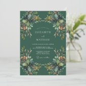 Smaragd Okergroene Eucalyptus Bruiloft Kaart (Staand voorkant)