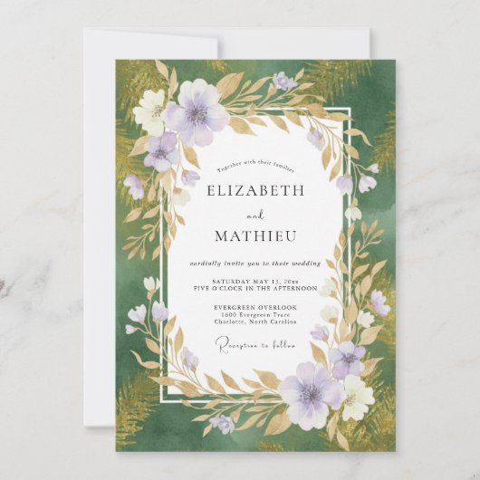 Smaragd Orchideeënblad Bruiloft Kaart (Voorkant)