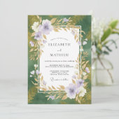 Smaragd Orchideeënblad Bruiloft Kaart (Staand voorkant)