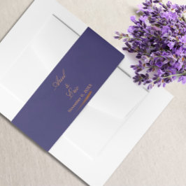 Smaragd Paarse & Gouden Script Lettertype Bruiloft Uitnodigingen Wikkel