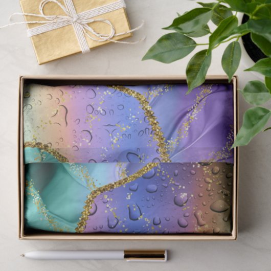 Smaragd Paarse Pauw Waterdruppels Gepersonaliseerd Tissuepapier (Geschenk)