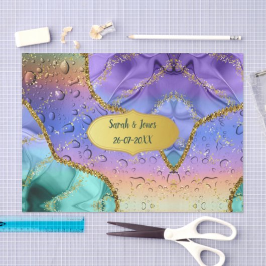 Smaragd Paarse Pauw Waterdruppels Gepersonaliseerd Tissuepapier (Craft)