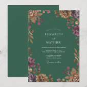Smaragd Paarse Wilde Bloemen Bruiloft Kaart (Voorkant / Achterkant)