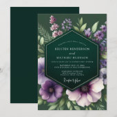 Smaragd Plum Moody Flora Bruiloft Kaart (Voorkant / Achterkant)