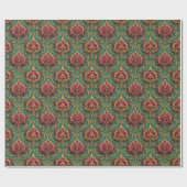 Smaragd Rode Barok Damast Cadeaupapier (Vlak)