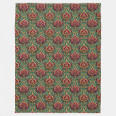Smaragd Rode Barok Damast Fleece Deken (Voorkant)