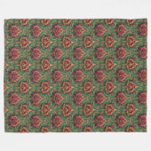 Smaragd Rode Barok Damast Fleece Deken (Voorkant (Horizontaal))