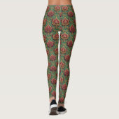 Smaragd Rode Barok Damast Leggings (Achterkant)