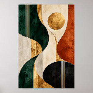 Smaragd Roest Goud Geometrische Cirkel Abstracte W Poster