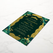 Smaragd Roos Kant Vlinder Quinceanera Verjaardag Folie Uitnodiging (Gedraaid)