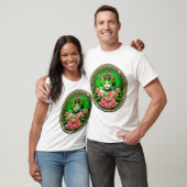 Smaragd Roos Kat Medaillon T-shirt (Unisex)