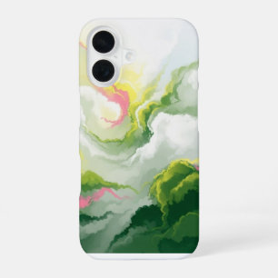 Smaragd & Roze Abstract Marmer iPhone 16 Hoesje