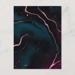 Smaragd Roze Goud Galaxy Marmer Patroon Briefkaart