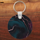 Smaragd Roze Goud Galaxy Marmer Patroon Sleutelhanger (Achterkant)