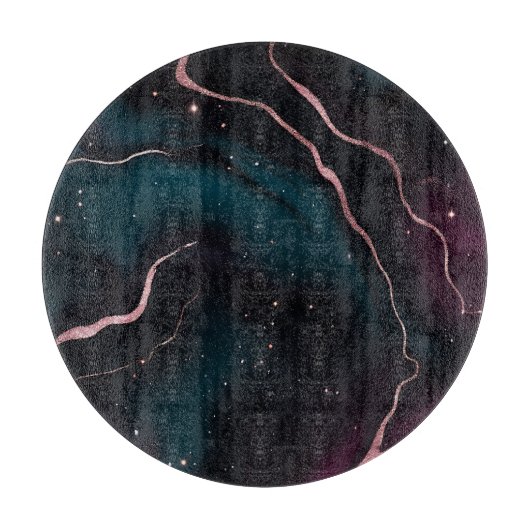 Smaragd Roze Goud Galaxy Marmer Patroon Snijplank (Voorkant)