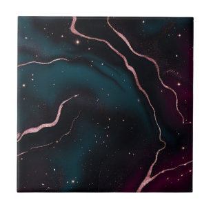 Smaragd Roze Goud Galaxy Marmer Patroon Tegeltje