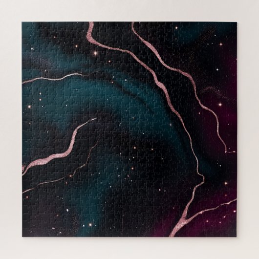 Smaragd Roze Gouden Galaxy Marmer Patroon Legpuzzel (Verticaal)