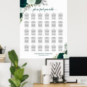 Smaragd Rozen Chic 30 Tafel Bruiloft Zitkaarten Poster (Thuiskantoor)