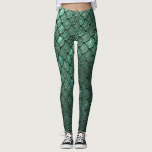 Smaragd Schitterende Drakenhuid Schubben Patroon Leggings