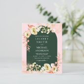 Smaragd Seizoen ROZE Groene Bloemige Trouw Uitnodi (Staand voorkant)