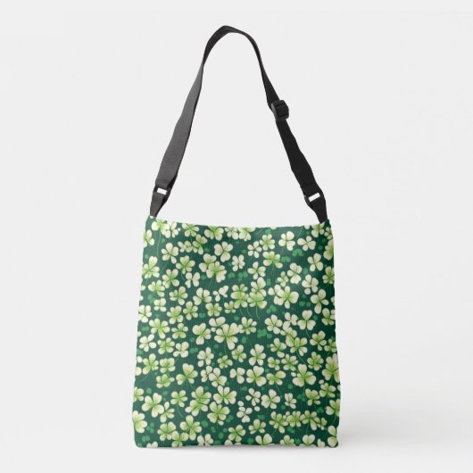 Smaragd Shamrock Tapestry: Donkergroen Delight Crossbody Tas (Achterkant)