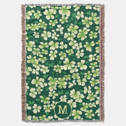 Smaragd Shamrock Tapestry: Donkergroen Delight Deken (Voorkant Verticaal)