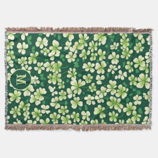 Smaragd Shamrock Tapestry: Donkergroen Delight Deken (Voorkant)
