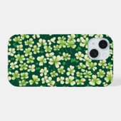 Smaragd Shamrock Tapestry: Donkergroen Delight iPhone 15 Case (Achterkant horizontaal)