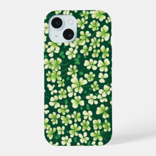 Smaragd Shamrock Tapestry: Donkergroen Delight iPhone 15 Case