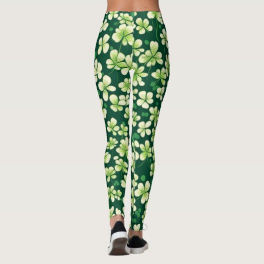 Smaragd Shamrock Tapestry: Donkergroen Delight Leggings (Achterkant)