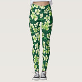 Smaragd Shamrock Tapestry: Donkergroen Delight Leggings (Voorkant)