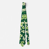 Smaragd Shamrock Tapestry: Donkergroen Delight Stropdas (Voorkant)