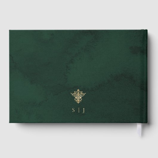 Smaragd Sieraad Victoriaanse Groene en Gouden Trou Gastenboek (Achterkant)