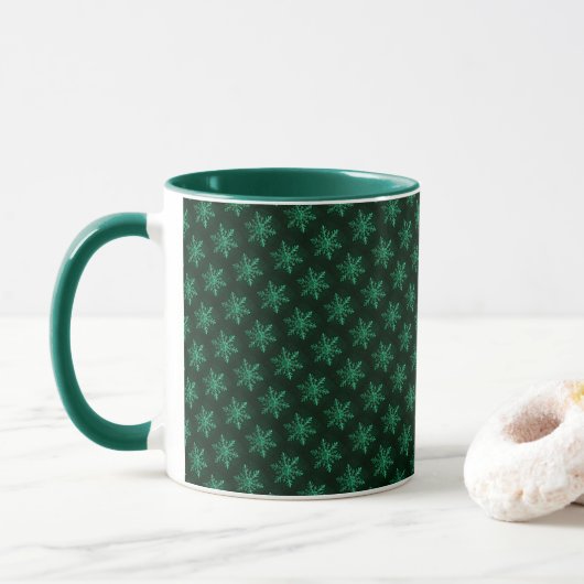 Smaragd Sneeuwvlok Kunst Mok (Met donut)