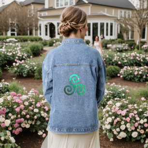 Smaragd triskele oude Keltische symbool wit Denim Jacket