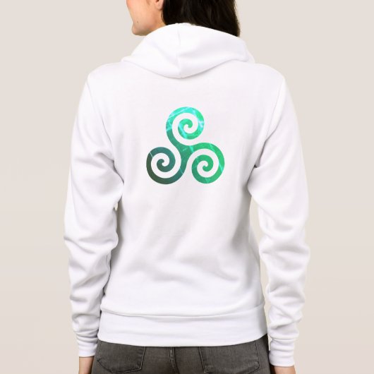 Smaragd triskele oude Keltische symbool wit Hoodie (Achterkant)