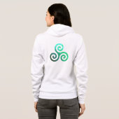 Smaragd triskele oude Keltische symbool wit Hoodie (Achterkant volledig)