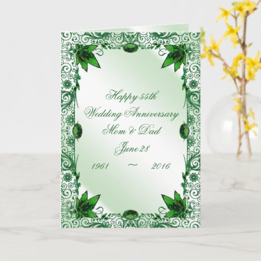 Smaragd Verjaardagskaart 55-jarig Huwelijksjubileu Kaart (Gele Bloem)