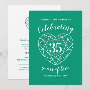 Smaragd viering 35 jaar liefdesfeest uitnodigingen