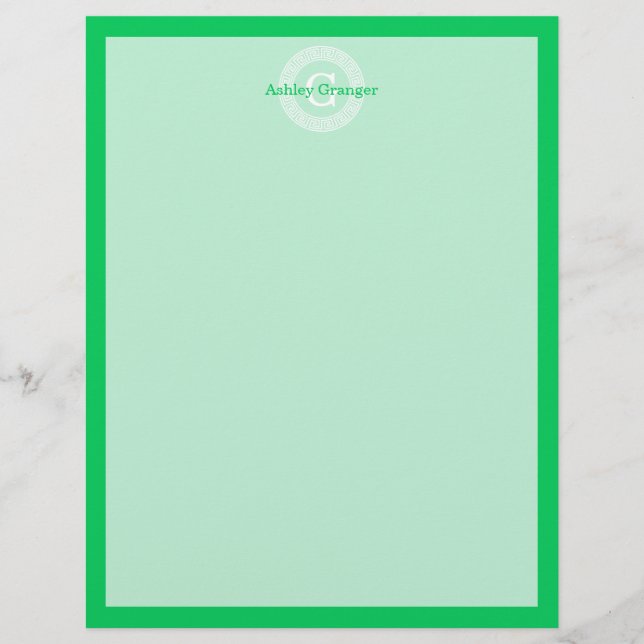 Smaragd Wat Grieks Sleutel RND Lijst Initiaal Mono (Voorkant)