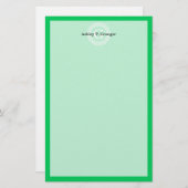 Smaragd Wat Grieks Sleutel RND Lijst Initiaal Mono Briefpapier (Voorkant / Achterkant)