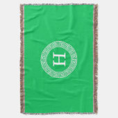 Smaragd Wat Grieks Sleutel RND Lijst Initiaal Mono Deken (Voorkant Verticaal)